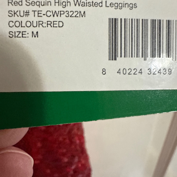 Red Sequin High Waisted Fully Lined Leggings Multiple Sizes NWT - Picture 5 of 5